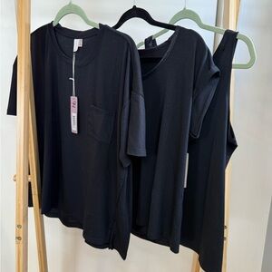 Bare Necessities Black/White Floral Short & Three Black Tops Lounge PJs